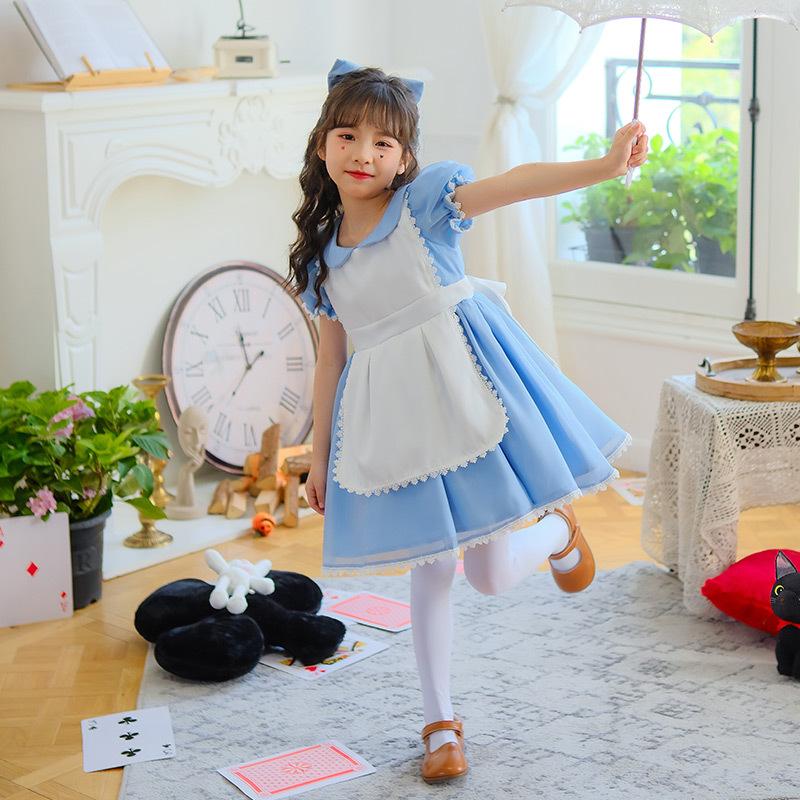Blue Alice Maid Outfit Children's Day Stage Show Girls Princess Dress Girls Performance Costume