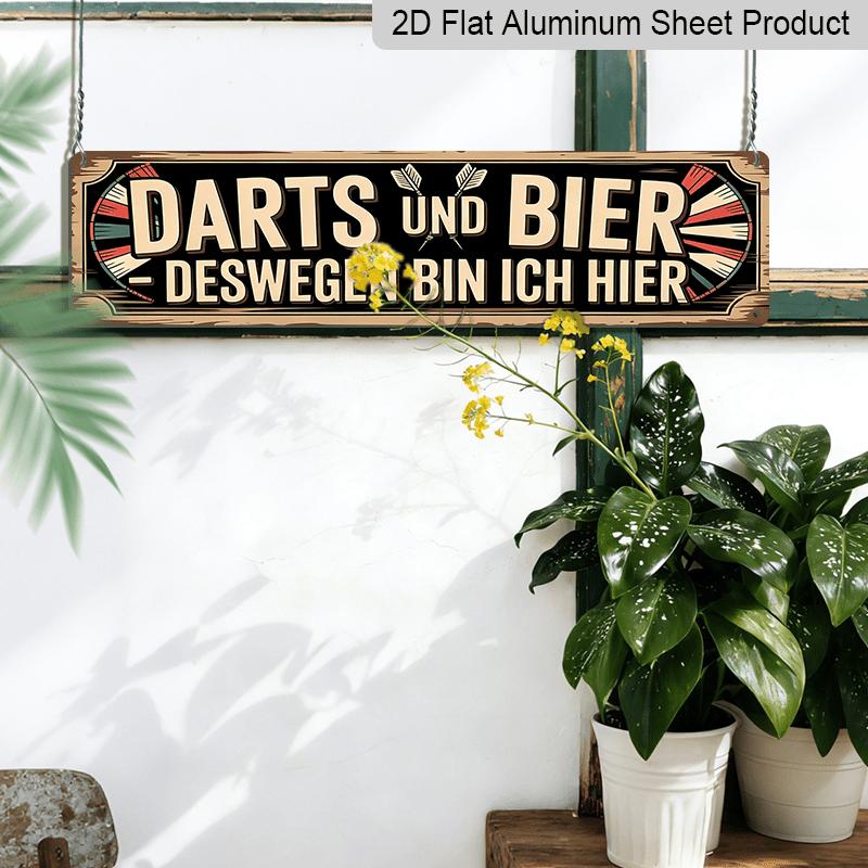 2D Flat, 1pc, German Aluminium Decorative Sign, Hier Mit Der Flamme Seines Lebens Aluminium Sign, Rustic BBQ Quote Aluminium Plaques, Outdoor Wall