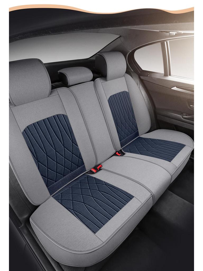 Universal Breathable Linen Car Seat Cushion - Full Surround for All Seasons, Fits Five Seats