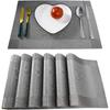 Non-Slip Placemats Set of 6, Heat Stain Ressietant Wipeable Kitchen Dining Table Decorations Easy to Clean Mats, Anti-Skid Vinyl Washable Place Matt