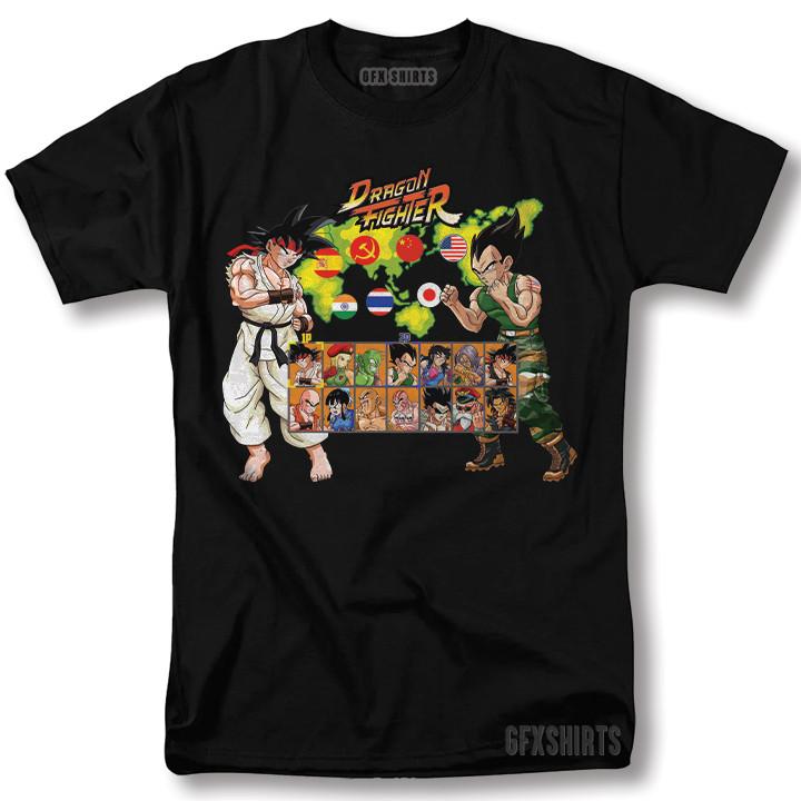 Dragon Fighter Shirt Street Fighter Anime Gamer Mashup Graphic Design T-Shirt Unisex T-Shirt XXL