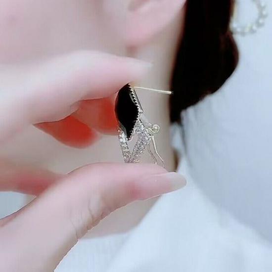 2024 Trendige S925 Silber Rhombus Perlen Ohrstecker - High-End Luxus Damen Schmuck