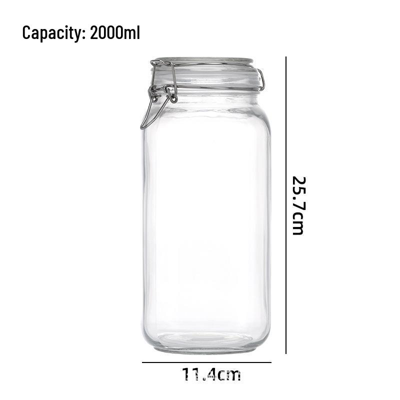 Glass Storage Jar with Stainless Steel Buckle for Tea, Grains, and Cereals