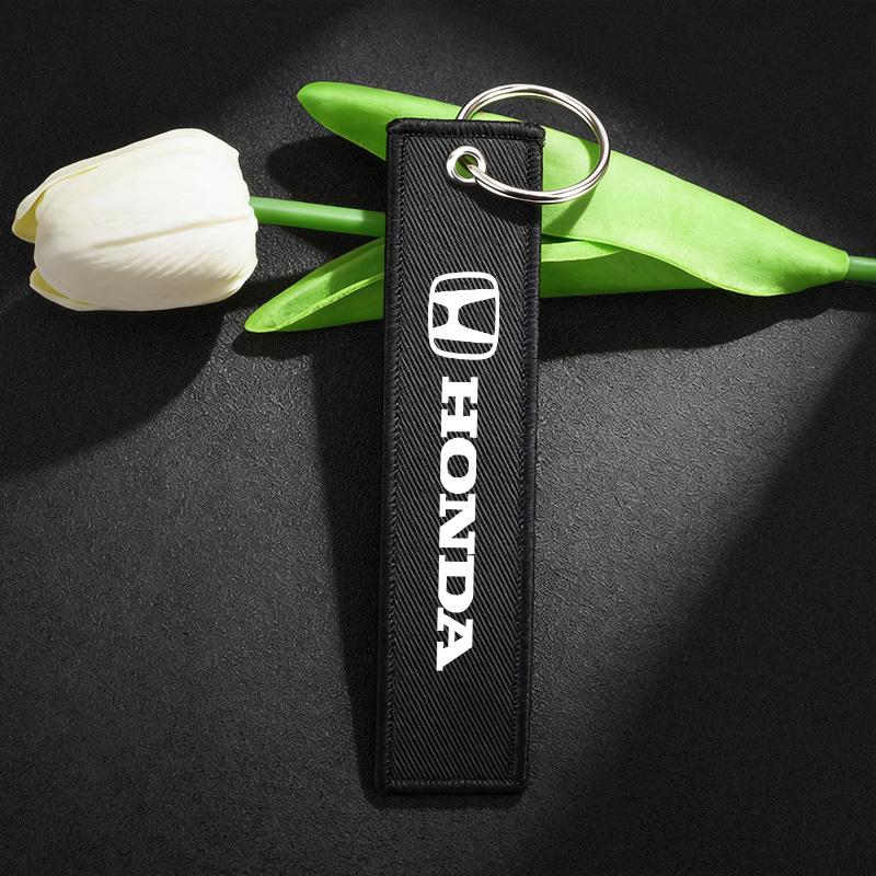 Canvas Car Logo Keychain Keyring Pendant For Honda Civic Xrv CRV City Accord Fit Jazz Insight Pilot Odyssey Passport Shuttle HRV EB1