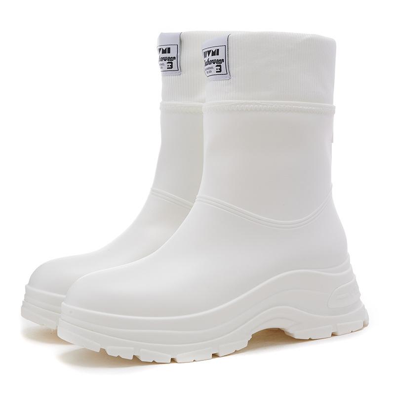 

thick-soled women s fixed integrated cotton rain shoes winter tide shoes sports shoes waterproof shoes thermal cover rubber shoes work rain boots 36