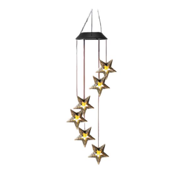 Solar Wind Chime Light, Star Sun Moon Wind Chime Solar Light, Outdoor Hanging Wind Chime, Solar Powered Garden Light for Patio Balcony Porch Terrace
