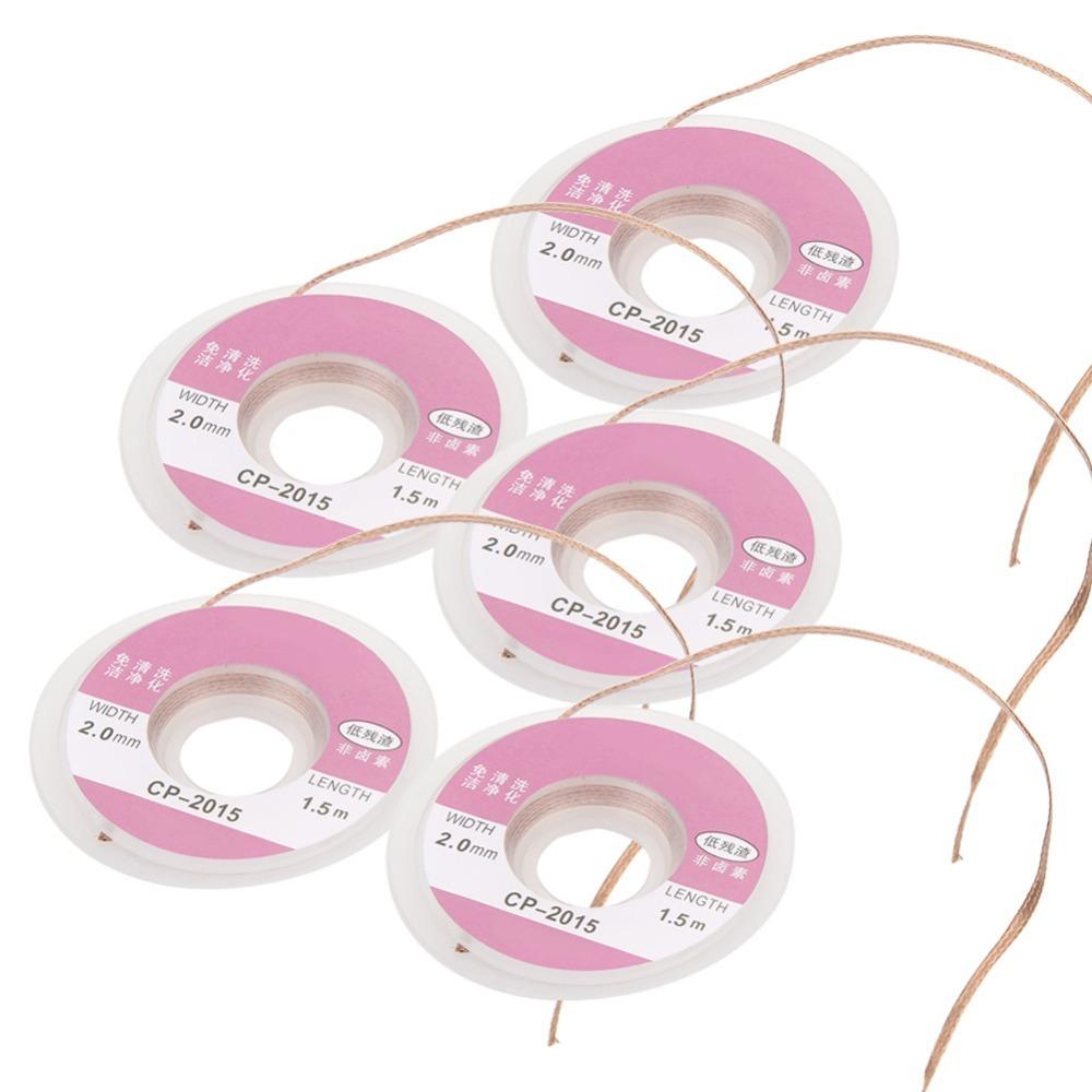 5pcs 1.5m Length Solder Wick Remover CP-2015 Desoldering Braid Tape Desoldering Wick For PCB Repair