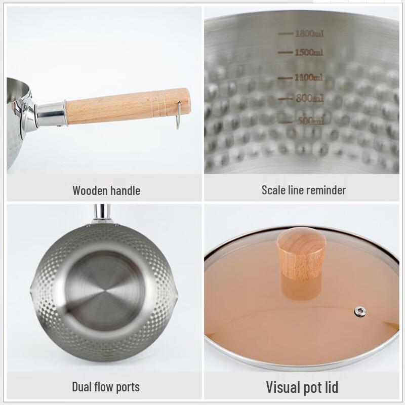 Lechu Heli 20CM 304 Stainless Steel Yukihira Pot with Lid