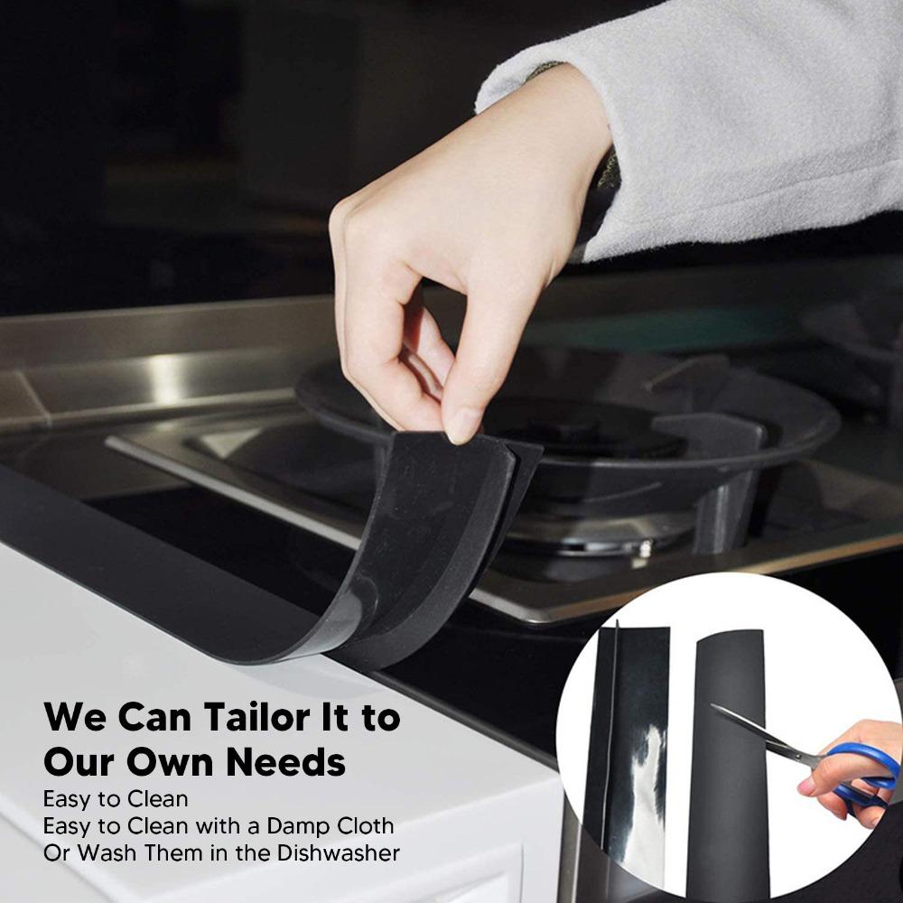 2 PCS Silicone Stove Gap Cover Black Stove Gap Filler Kitchen Gap Filler Strip Oven Washer