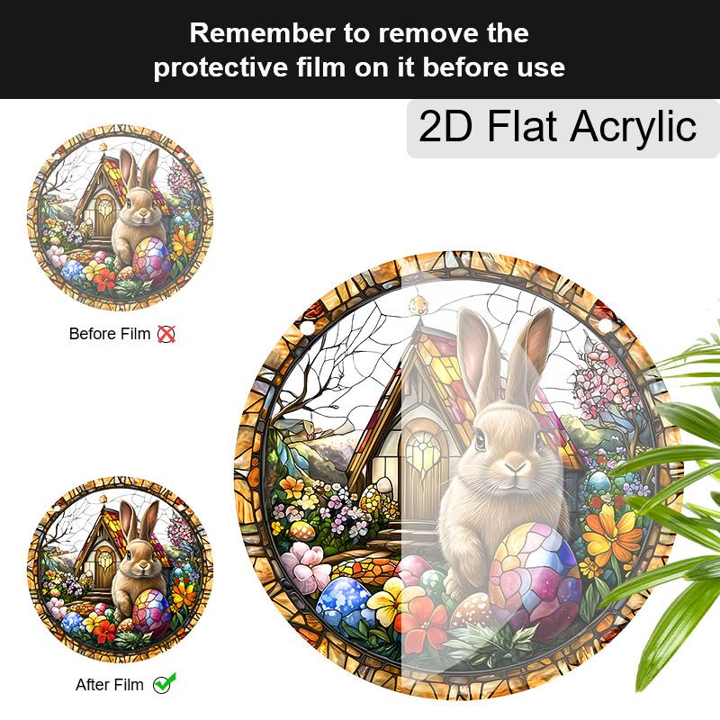 Acrylic Easter Bunny Suncatcher Stained Glass Effect Window Hanging Ornament Easter Lover Gifts