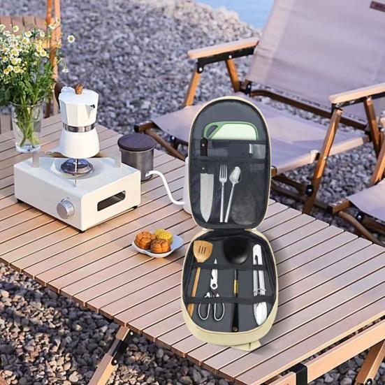 Tableware Storage Bag Large Capacity Zipper Closure Waterproof Portable Picnic Cookware Organizer Camping Supplies