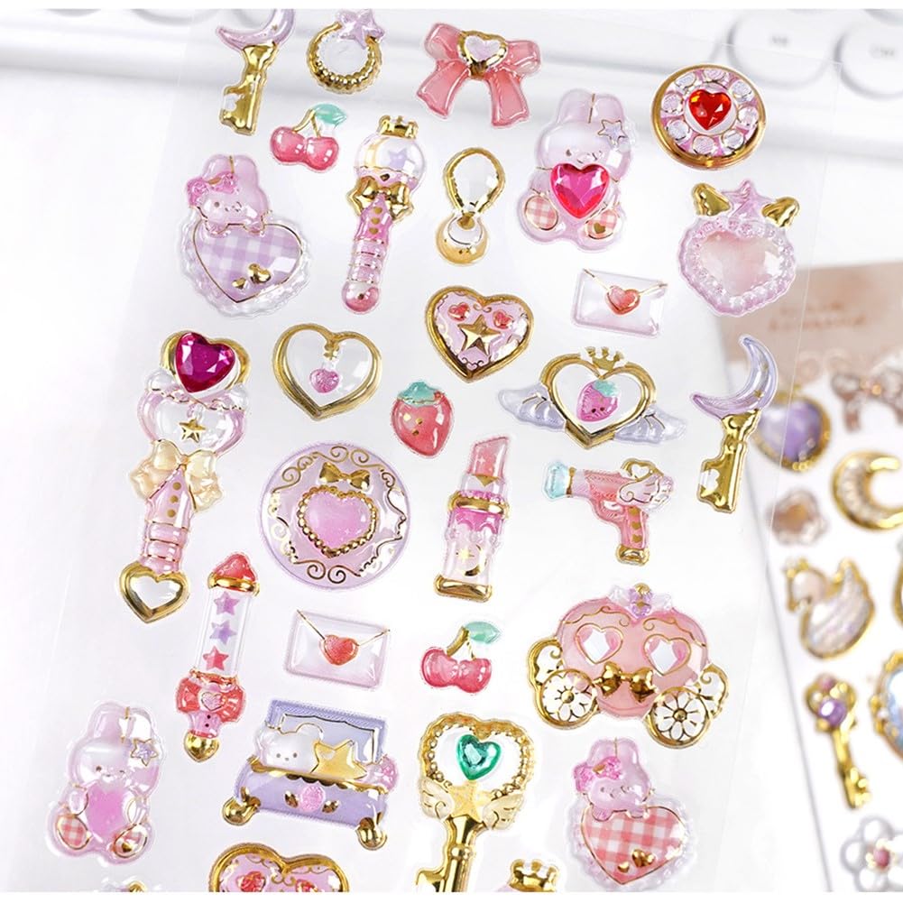 3D Glittering Jewel 3D Relief Crystal Reward 2 for Water Bottle Smartphone Pencil and Perfect for Creative DIY Diamond and Crafts Stickers, Stickers,