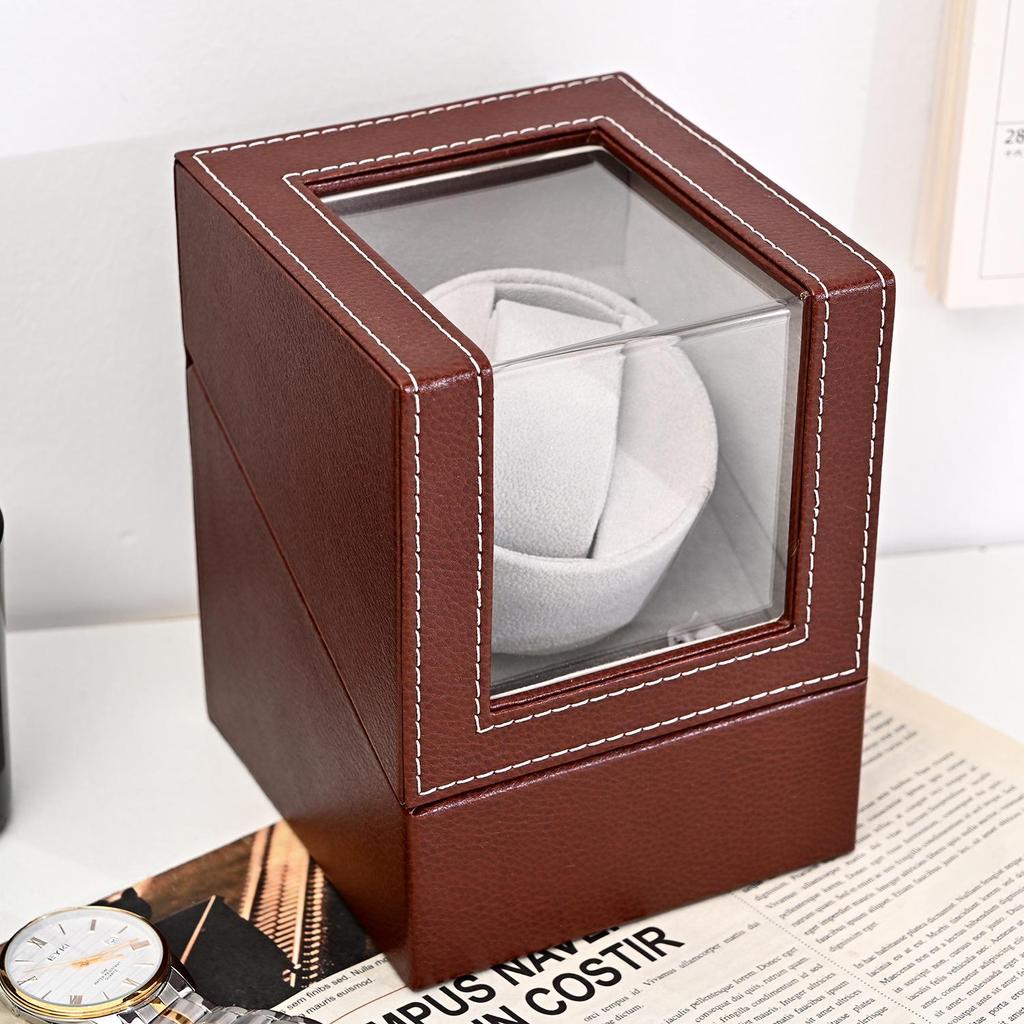 Leather Automatic Watch Winder Box with Motor Rotator