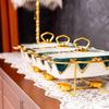 Three-grid Rectangular Ceramic Plate Soup Pot Metal Shelf Hotel Restaurant Hand-Colored Soup Pot Dry Pot Tableware Set