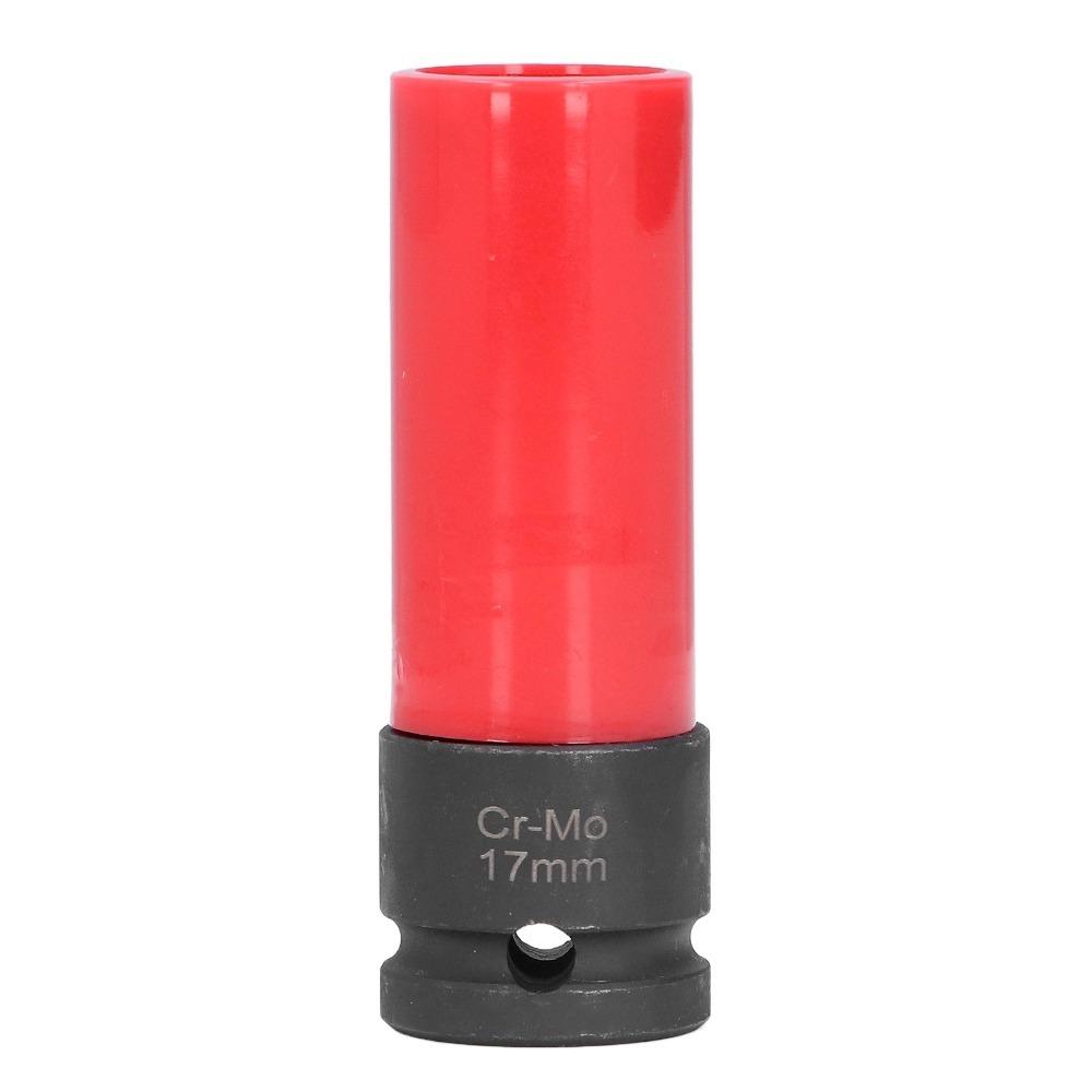 17mm Size Wheel Lug Nut Sleeve Red & Black Wheel Lug Nut Protector Anti-Theft Lug Nut Removal