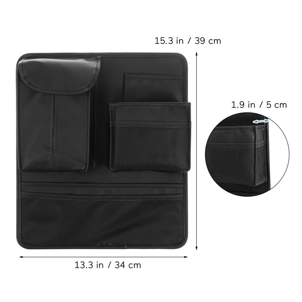 POPETPOP Car Seat Back Pocket, Multifunctional Car Seat Storage, Large Capacity, 6 Storage Areas, PU Material, 39*34cm, No Installation Required