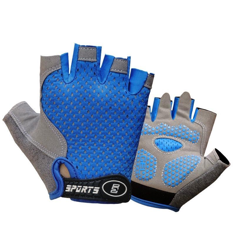 

Kids Cycling Skateboard Gloves Anti-Slip Summer Spring Sports Breathable Half-Finger Gloves Shock-Absorbing Children Aged 4-12 L синій