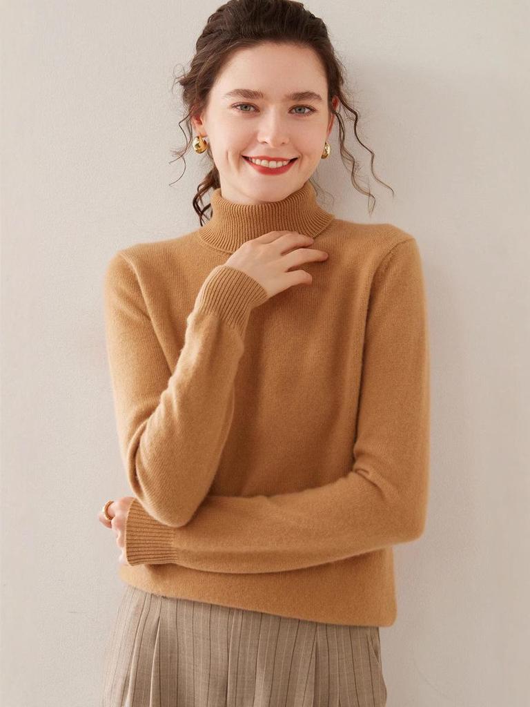 Women's Loose High Neck Cashmere Sweater - Soft, Sticky, and Versatile Knit Pullover for Autumn and Winter