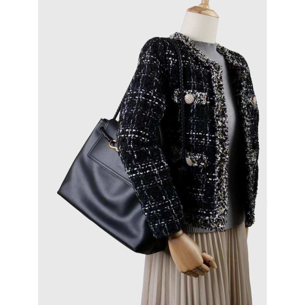 

2025 New B Home Smooth Leather Tote Bag Butterfly Knot Metal Buckle Rope Knot Bag Fashion Leisure Versatile Light Luxury 33x13x26cm