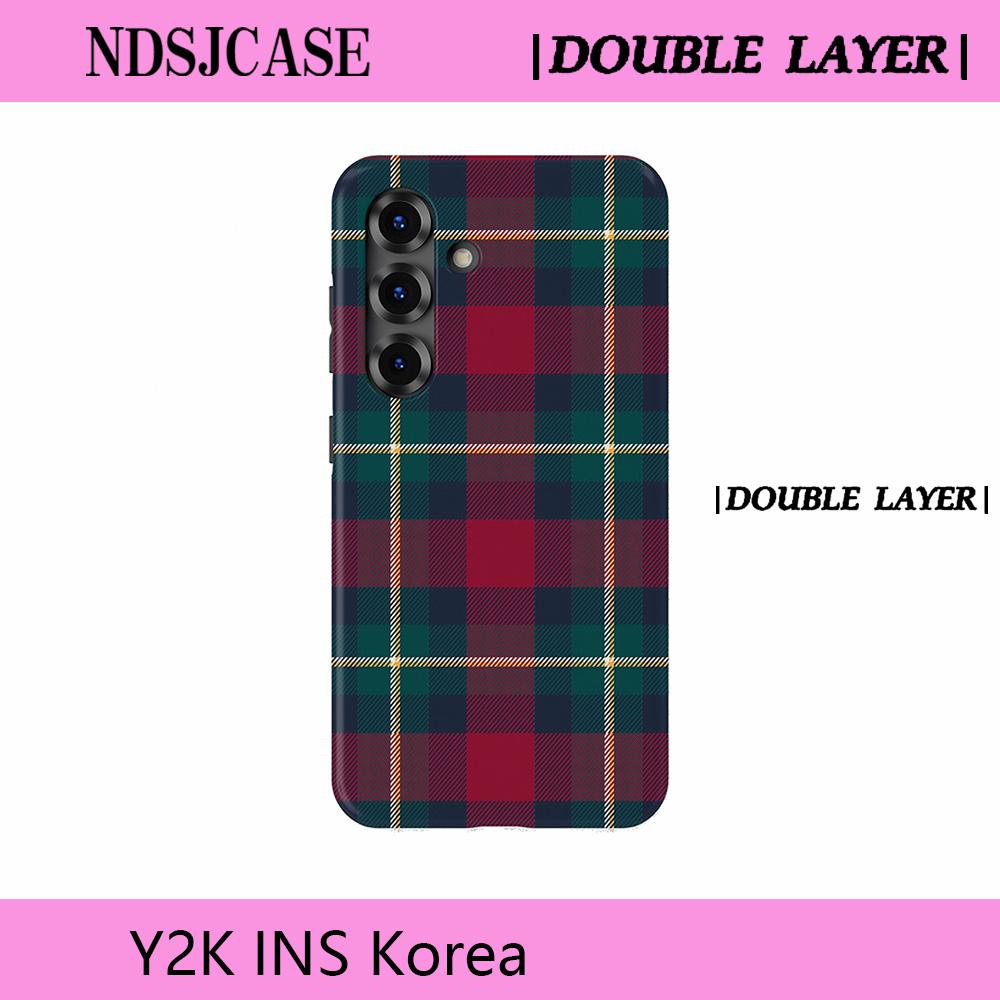 

Luxury Clmj SWAG Tartan Joy Phone Case for Samsung Galaxy A56 S20 S23 S24 S25 S26 FE Plus Ultra Edge 4G 5G Double-layer Cover S23 5G