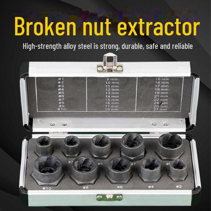 Set de 14 extractoare de piulițe și șuruburi pentru elemente de fixare deteriorate și incomplete