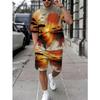 Urban Street Fashion Trend Men's Round Neck Short Sleeved Shorts Set, Outdoor Simple Casual and Comfortable
