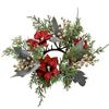 Small 25cm Christmas Candle Rings Artificial Plastic Candle Holder Rings with Flower Xmas Candle Wreath