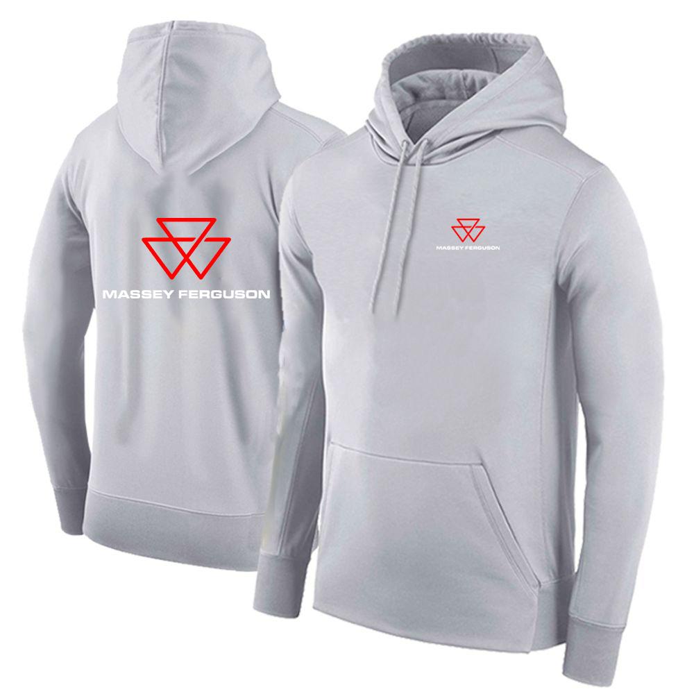 2025 Spring And Autumn Men's Massey Ferguson Logo Print Solid Color Pullover Hoodies High Street Fashion Windproof Hooded Coat
