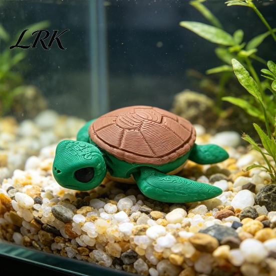 Animal Stress Relief Toy 3D Printed Turtle Ornament, Tiny Figurine with Movable Joints, Cute Mini Fidget for Kids Adults Desk Accessory Interactive