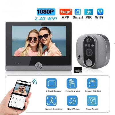 Smart Tuya Türklingel Kamera WIFI Hause 4,3 Zoll Drahtlose Tür Viewer Auge Guckloch Türklingel Nachtsicht Sicherheit Alarm