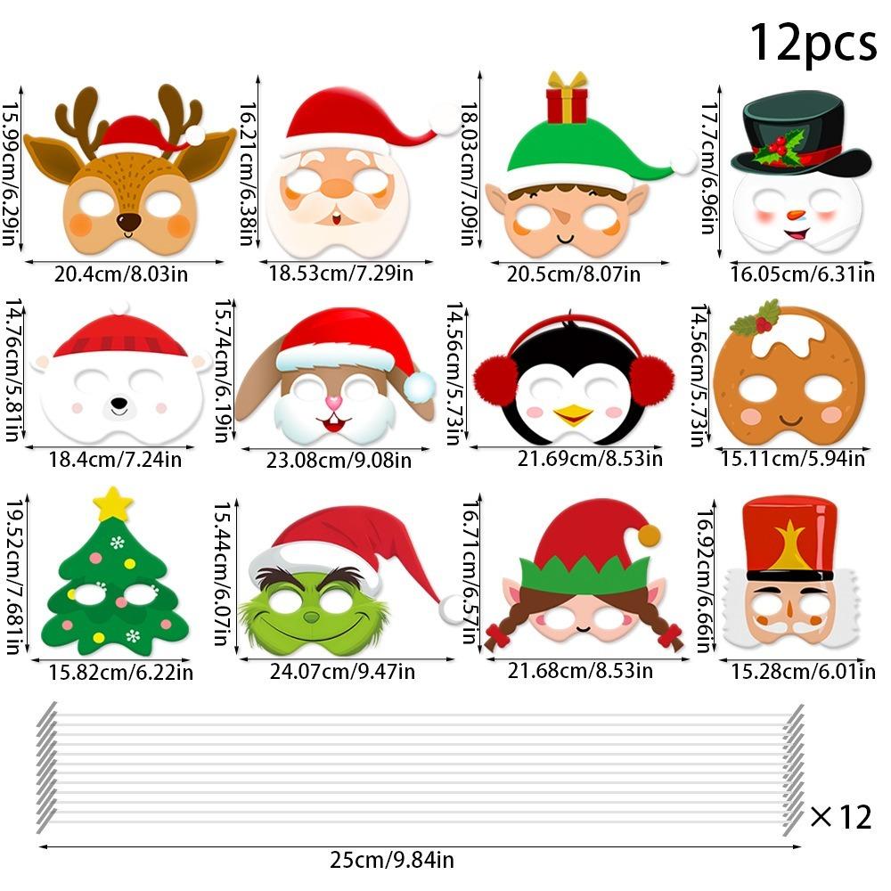 

Горячая распродажа новогодние рождественские декоративные маски 12 шт креативный реквизит для фотосъемки реквизит для косплея мальчиков и девочек