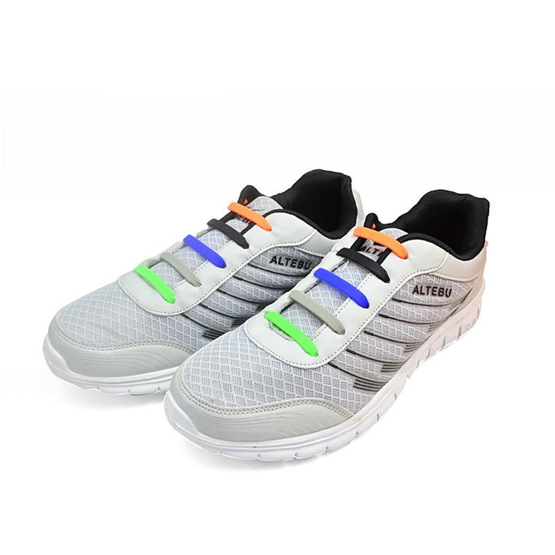 Korean Style Silicone Shoelaces - 16-Piece Set, Hammer Shape, High Elasticity, Versatile and Fashionable.