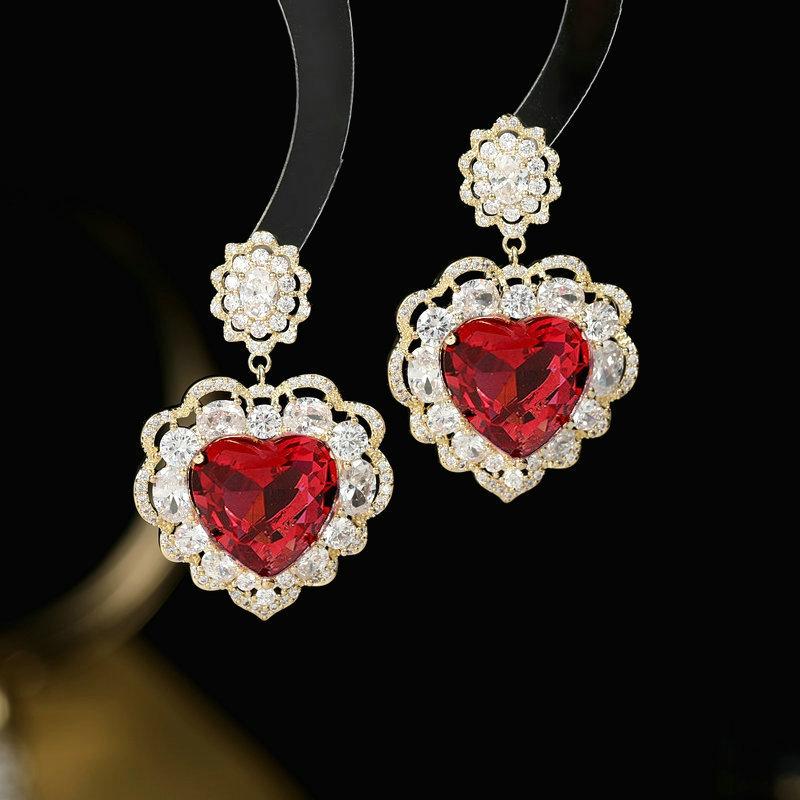 

Серьги из серебра 925 пробы с микроинкрустацией цирконами, серьги с темпераментом банкетной знаменитости, модные серьги в форме сердца во французском стиле