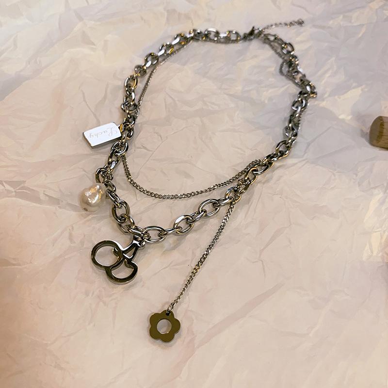 

Милая крутая Spice Girl персонализированное жемчужное цветочное ожерелье женский дизайн Tide хип-хоп двойная цепочка вишневая универсальная цепочка