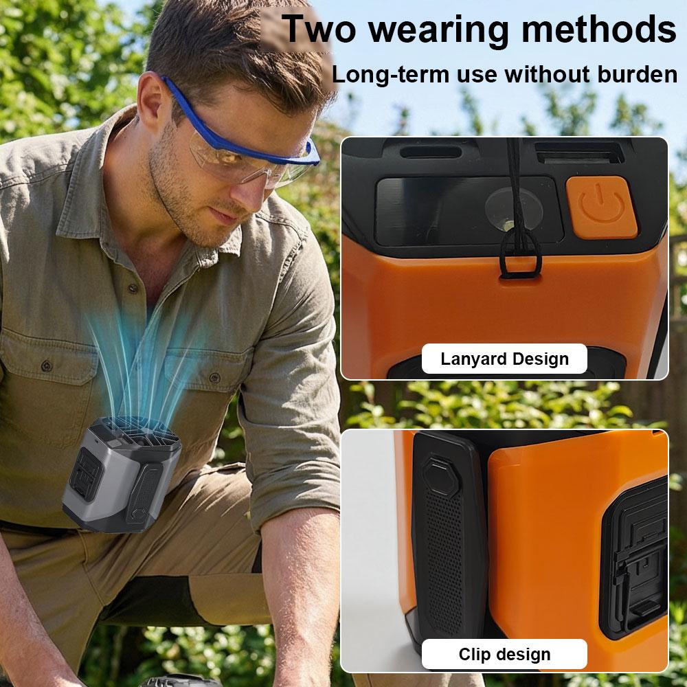 10000mAh Waist Fan Wearable Waist Fan 5-Speed Lightweight 40H Outdoor Hands-Free Cooling Work Site Travel Ooutdoor Long-Distance