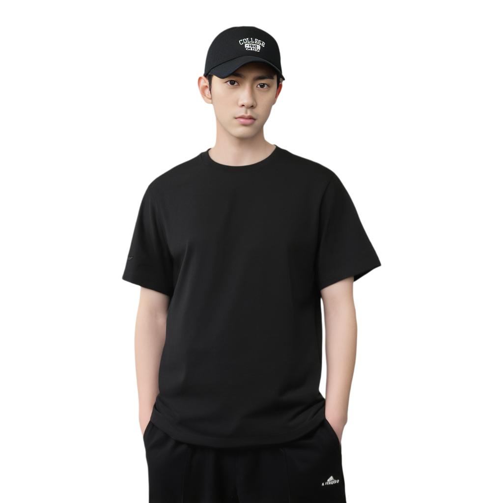 Li-Ning Solid Color Round Neck Comfortable Versatile Breathable Short Sleeve T-Shirt Unisex Tops Black AHSUB97-1
