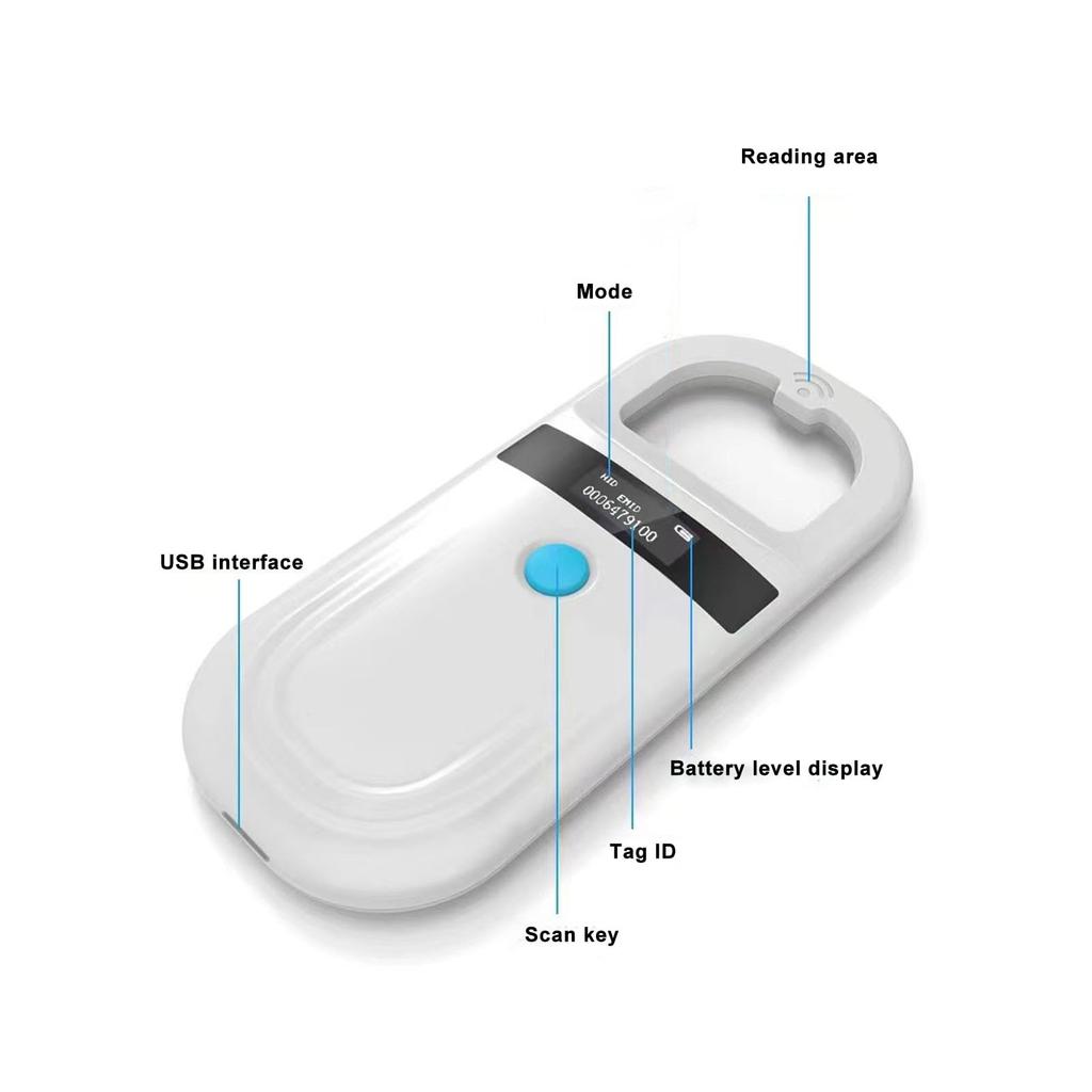 Pet Microchip Reader Scanner, Pet Chip ID Scanner with 128 Record Data Storage, Rechargeable Animal Tag Scanner for ISO11784, for 85 FDX B, for EMID