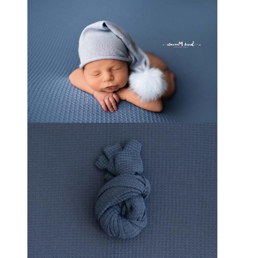 Manta para Fotografía de Recién Nacidos Bebé Tejida Envoltura Fondo Fotográfico Sesión Estudio Fotografía Fondos Cestas Accesorios Fotográficos (navy blue,only wrap 40 by150cm) azul marino