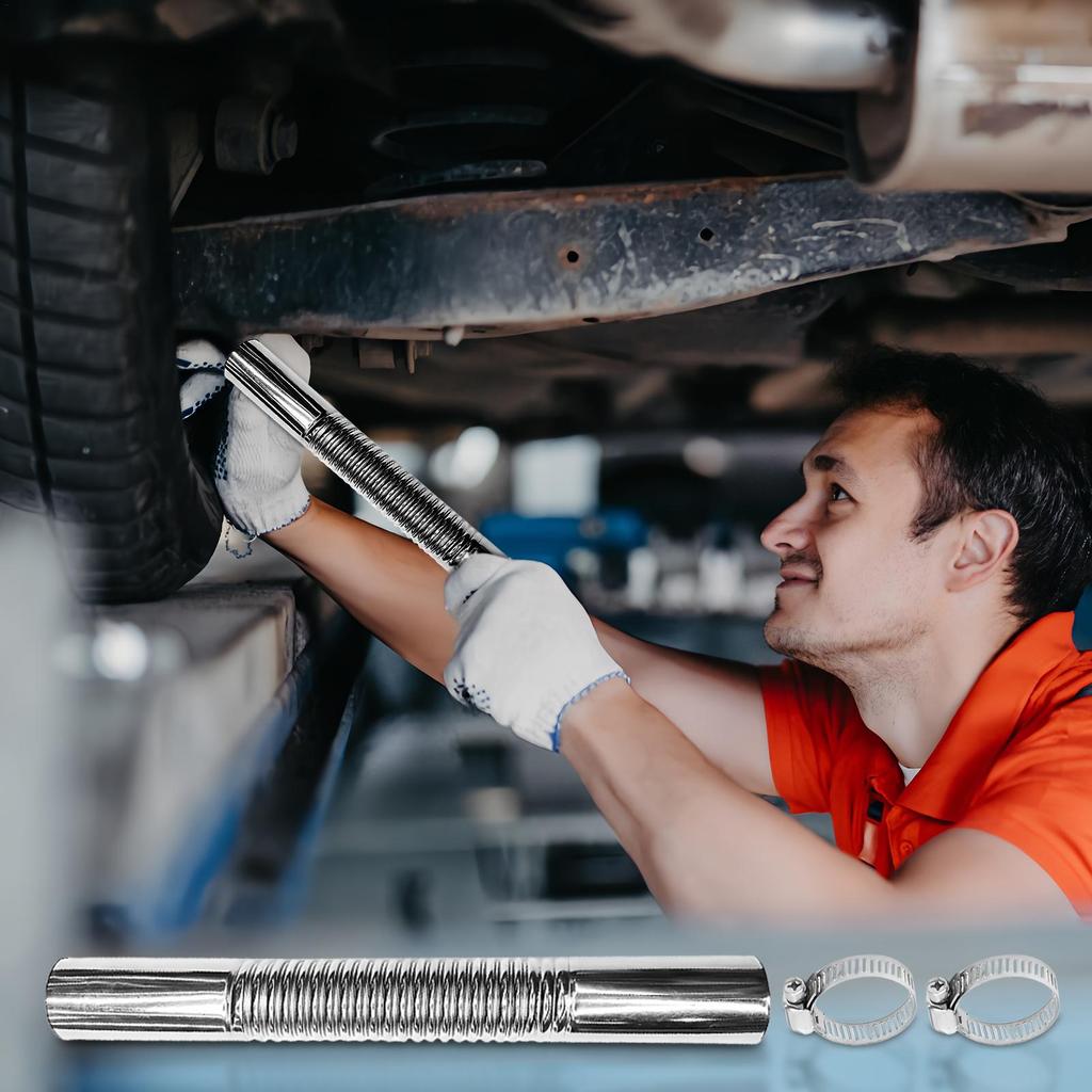 Straight Pipe Exhaust Spiral 5.91Inch Stainless Exhaust Straight Pipe For Automotive Trucking Outdoor Maintenance Vehicle Car