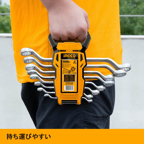 INGCO Open End Wrench Set, 8 Pieces, 6-22mm, Cr-V Material, HKSPA3088, for Automotive Assembly and Repair