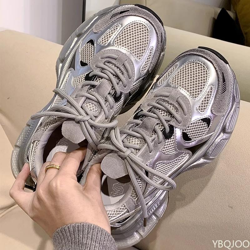 Summer Retro Platform Sneakers For Women Thick Sole Height Increasing Casual Comfortable Fashionable Versatile Shoes
