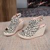 Sexy Leopard High Heel Sandals Women 2025 Summer Bohemia Buckle Chunky Platform WedgeSandals Beach Shoes Sandalias Mujer