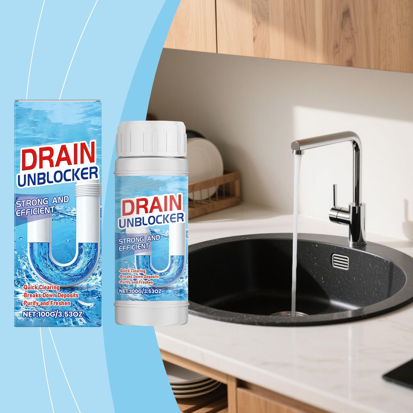 Dredging Agent,100ml Drains Clog Remover Agent,Kitchen Unblocker, Powerful Pipe Unclogger Powerful Sink And Drains Cleaner Powder For Kitchen Quick One Size