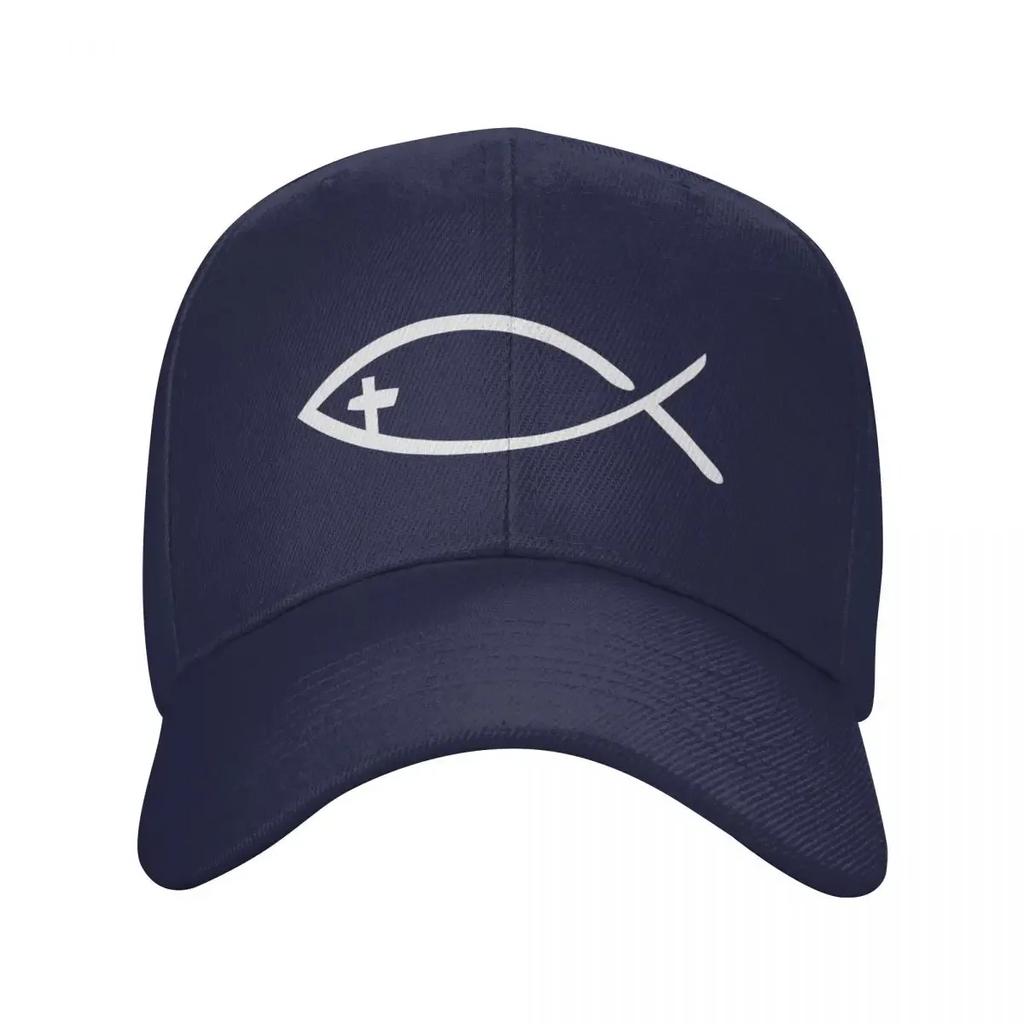 Custom Classic Jesus Cross Fish Baseball Cap Women Unisex Adjustable Christian Dad Hat Sports Snapback Caps