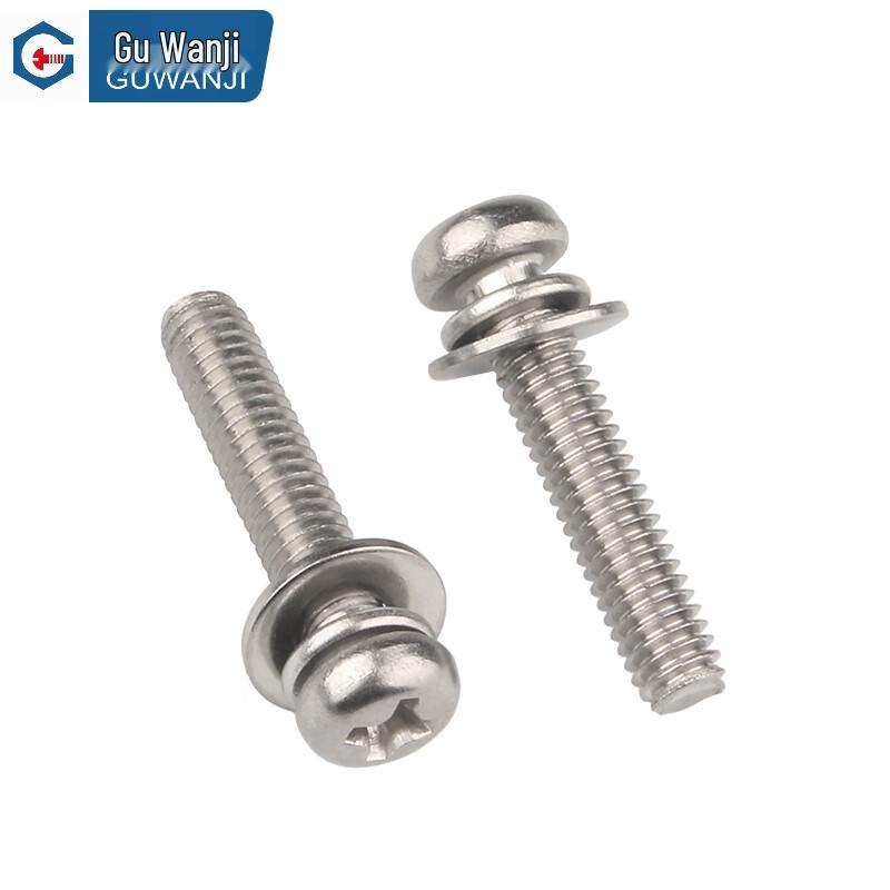 GUWANJI 304 Stainless Steel Cross Recessed Pan Head Combination Screws