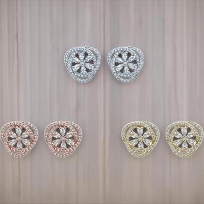 Luxury Petal Design Cubic Silver Earrings for Women