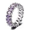 Luxury Purple Amethyst Round CopperColor Rings For Women Anniversary Engagement Fashion Ring Girl's Daily Party Gifts