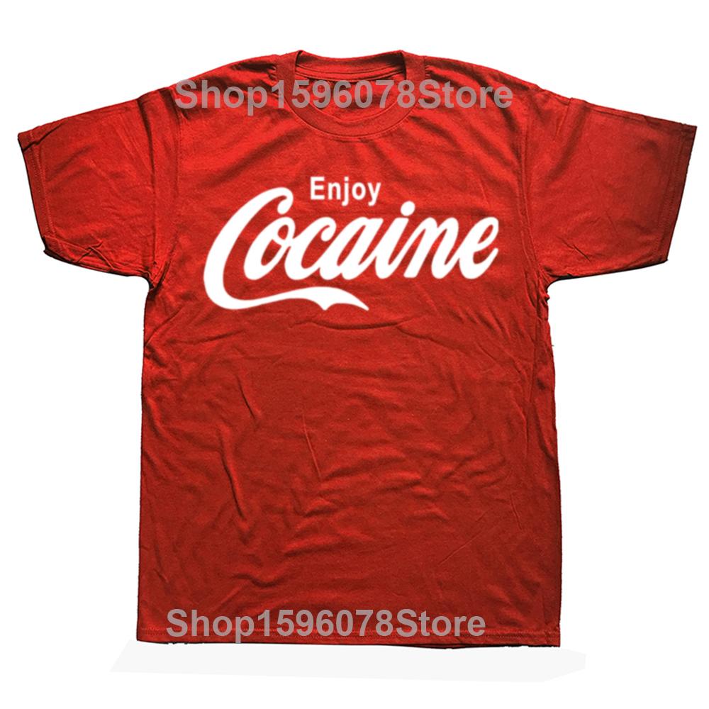 Funny Enjoy Cocaine Graphic T-shirts Men Women's Fashion Casual Oversized Tshirt 100% Cotton Loose Oversized T Shirt