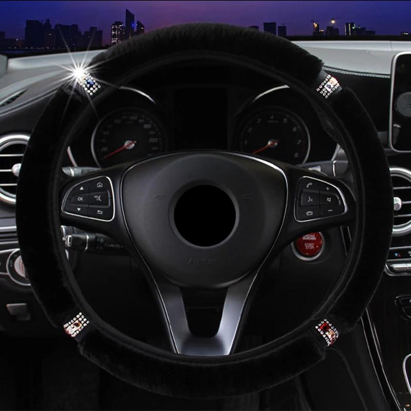 Universal 37-38cm Diameter Soft Plush Anti Slip Car Steering Wheel Cover Interior Accessories Steering-Cover Car-styling