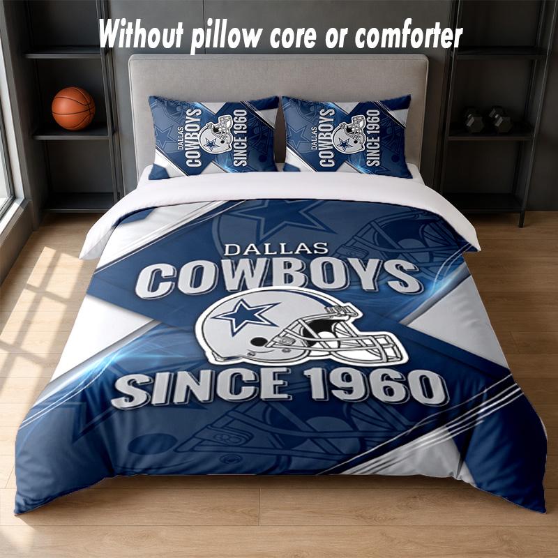 Dallas Cowboys Design Bett Bettwäsche Set 1 Bettbezug + 2 Kissenbezüge Weich Atmungsaktiv Haushalt Bettwäsche